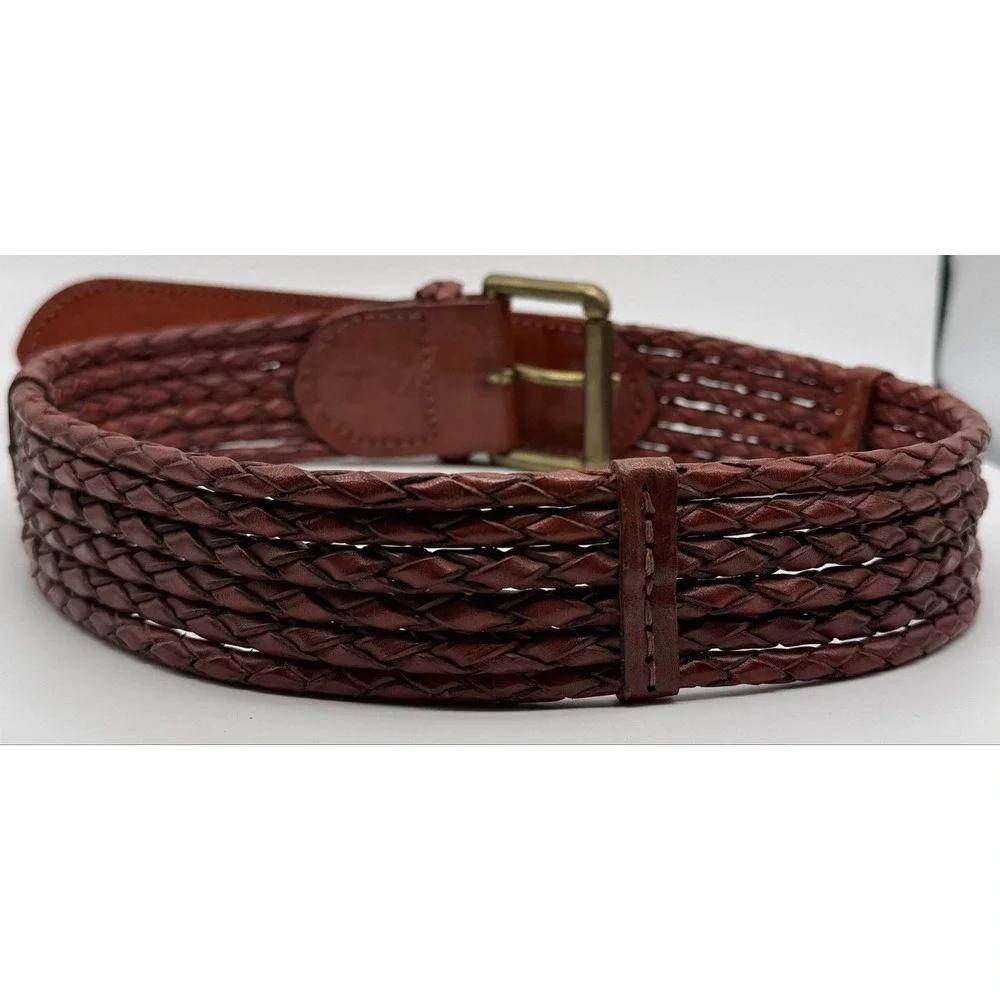 ✨VTG Ralph Lauren Braided Leather Belt✨ Boho Western Luxe Brown Size 30